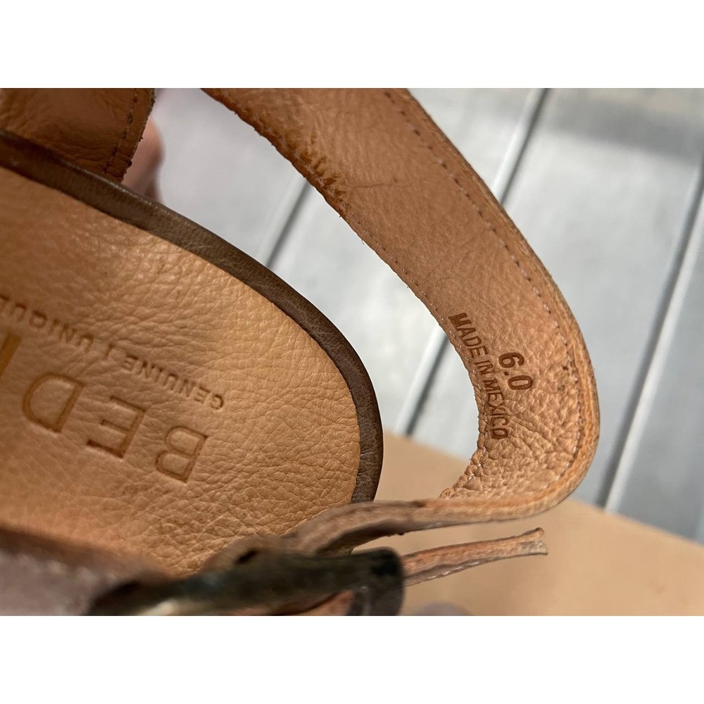 Bed Stu Rustic Sandals Womens 6 Gray Leather Hook & Loop Strap Heels Shoes - Picture 9 of 12